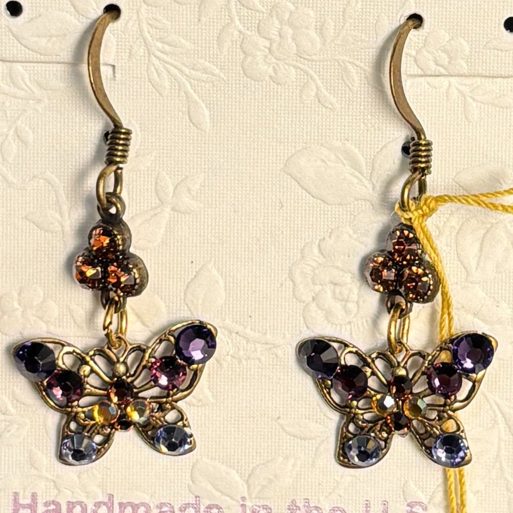 🎁 Sale! 🎁 NEW Delicate Anne Koplik butterfly earrings purple, pink & pale blue